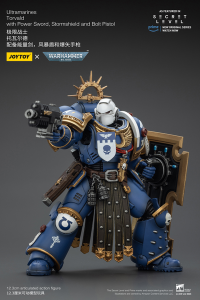 Ультрамарин брат Торвальд (Warhammer 40K) - КОЛЛЕКЦИОННАЯ ФИГУРКА 1/18 Torvald with Power Sword, Stormshield and Bolt Pistol (JT02809) - JOYTOY