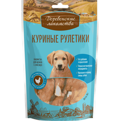 Деревенские лакомства, Куриные рулетики для щенков, 90 г