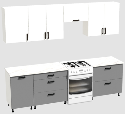 Кухня Эконом 2,1 метра (1300х800) Цвет: Белый/Базальт