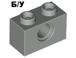 ! Б/У - Technic, Brick 1 x 2 with Hole, Light Gray (3700 / 370002) - Б/У