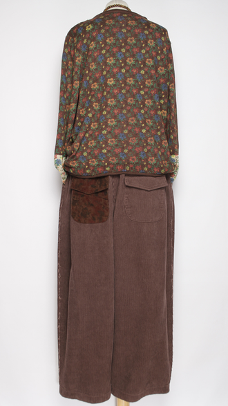 Брюки Бохо вельветовые "Трубы винтажные карман сзади" шоколад р.50-54