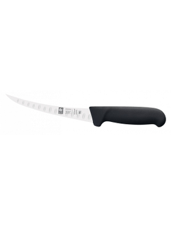 Нож обвалочный 170/300 мм. изогнутый (узкое жесткое лезвие с бороздками) черный SAFE Icel /1/6/
