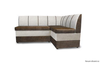 Кухонный Угловой диван "Форум-8" Коричневый/Слоновая кость Правый