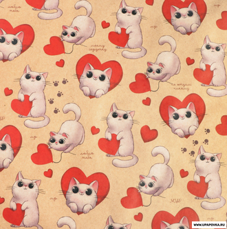Бумага крафт «Сердечко котик», 50 × 70 см