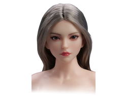 Женская голова (скульпт) с длинными серебристыми волосами и подвижными глазами - 1/6 scale Asian Female Head Sculpt with Movable Eyes (YMT106B) - YMTOYS