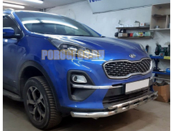 Защита переднего бампера двойная с перемычками d60/42 для Kia Sportage (2018-2021)
