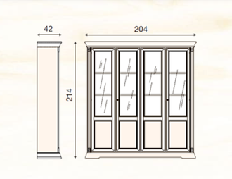 БИБЛИОТЕКА 4-Х ДВЕРНАЯ PALAZZO DUCALE 71CI04LB PRAMA (204*42*h214)