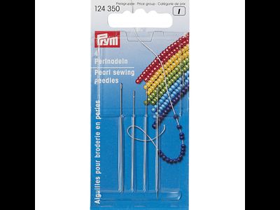 124350 Иглы для шитья ручные "PRYM"  для бисера в блистере, ассорти №10,№12 (4 шт.)