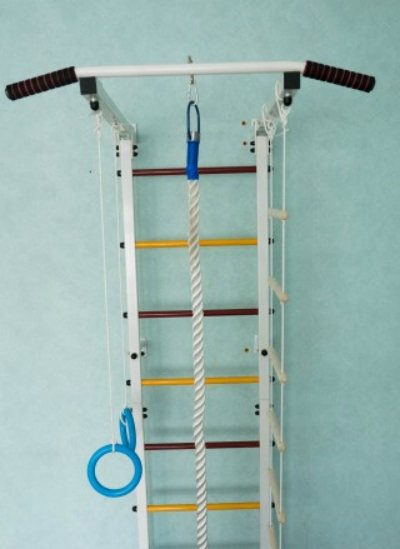 ШВЕДСКАЯ СТЕНКА+ТУРНИК (НЕСЪЁМНЫЙ)+КАНАТ, КОЛЬЦА, ЛЕСТНИЦА+МАТ 1*1 (ДЕТСКАЯ)