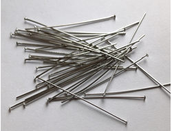 Пины гвоздик 10 шт покрытие родий 5см х0,7 мм цвет серебро
