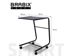 Стол BRABIX "Smart CD-012", 500х580х750 мм, ЛОФТ, на колесах, металл/ЛДСП ясень, каркас черный