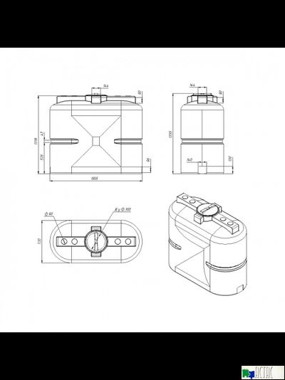 Емкость Экопром S 1000 л черная