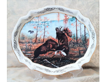 Блюдо - поднос " Лоси и лосиха"