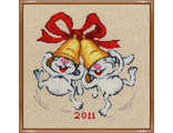 Новогодние зайчики Д-052 , Золотое Руно (набор для вышивания нитками )