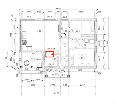 Одноэтажный дом с двумя спальнями 93м² (S60)