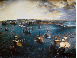 Картина обогреватель, репродукция Питера Брейгеля Морское сражение в Неаполитанском заливе