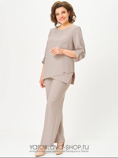 Модель: 2-079.Костюм женский, 2-х предметный брюки и блузка в бежевом цвете