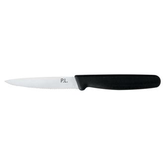 Нож для нарезки, волнистое лезвие, 10 см, пластиковая черная ручка