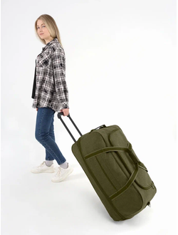 Дорожная сумка на колесах с выдвижной ручкой, хаки