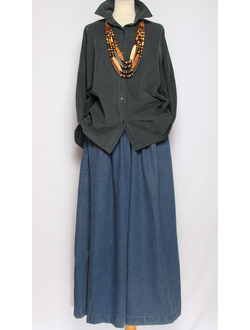 Рубашка вельветовая "Спущенный рукав" графит р.46-52