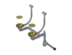 Арматура для двухчашевых моек с прямоугольными переливами и декоративными элементами для корзины WK-2C