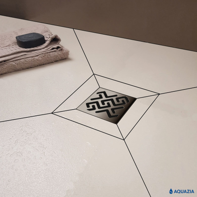 Трап водосток ZENTRUM Antik 150х150 Вертикальный выпуск (Матовый Хром)