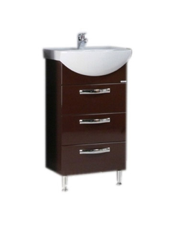 АКВАТОН. Тумба-умывальник "Ария 50 Н" 1402-1.103 темно-коричневая с раковиной Смайл 50