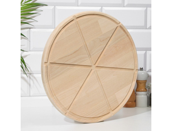 Доска деревянная с желобом "Для пиццы" на 6 кусков 320х18 мм, береза