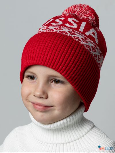 Шапка 20202-01 подклад 100% полиэстер, красный, белый 56