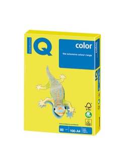 Бумага цветная IQ color, А4, 80 г/м2, 100 л., неон, желтая, NEOGB