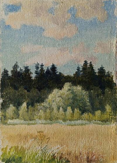 "В парке" картон масло Попенков Я.И. 1970-е годы