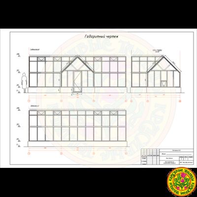 Базовая комплектация теплицы в английском стиле с холлом из стекла и алюминия НОТТИНГЕМ 9000 х 3000 мм с холлом 3000 х 1500 мм