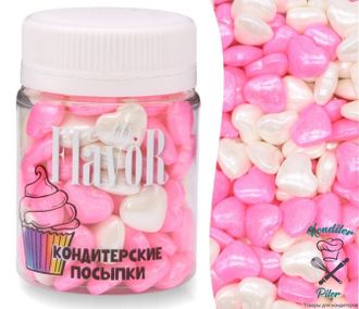 Посыпка Mr.FlavoR "Сердечки перламутровые бело-розовые", 50 гр