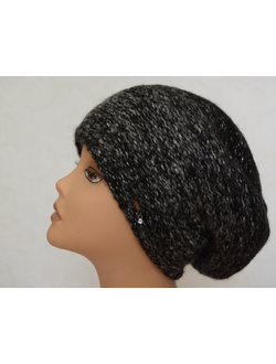 Меланжевый черный берет вязаный женский Vizio Италия 6780 фото