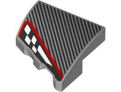Wedge 2 x 2 x 2/3 Right with Silver Diagonal Stripes and Black and White Checkered Stripe with Red Outline Pattern, Light Bluish Gray (5093pb001 6472249)