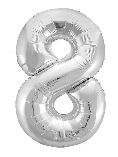 Шар цифра 8 серебристая