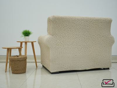 Чехол на 2хм диван Микрофибра Ваниль. Защита для мягкой мебели от животных.