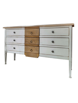 Консоль с 9 ящиками, цвет белый и светлый орех.