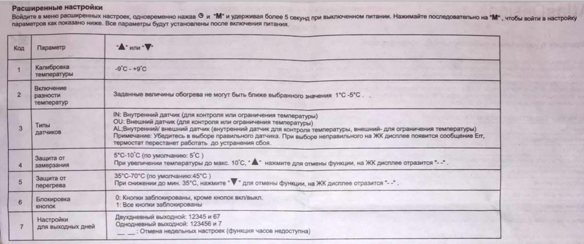 термостат Atlas Design расширенные настройки