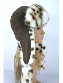 Ушанка "Норд" цвет кофе + рысь