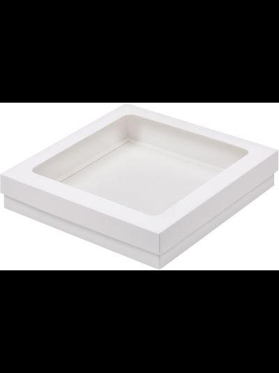Коробка для клубники в шок. с окном (белая), 200*200*40мм