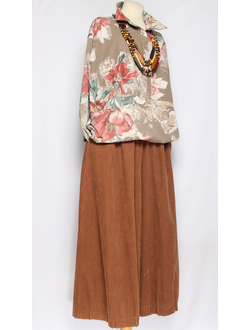 Рубашка вельветовая "Цветная с трикотажем " бежевая