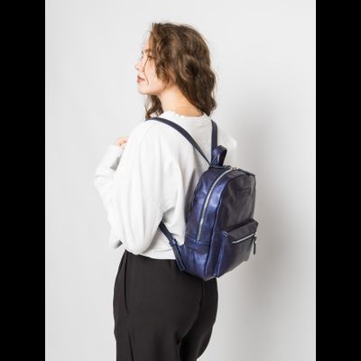 Женский кожаный рюкзак Anzolla Premium blue chameleon 
(арт. 3040-58)