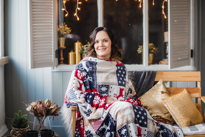 Зимние узоры и Грелка шарф Бежевая