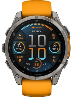 Часы Garmin Fenix 8 —47mm AMOLED Sapphire Titanium Spark Orange / Graphite