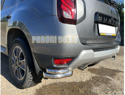 Защита заднего бампера угловая двойная d60/42 для Renault Duster (2015-...)