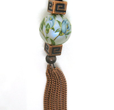 Закладка "Голубые дали" с голубым кварцем и бусиной Тенша