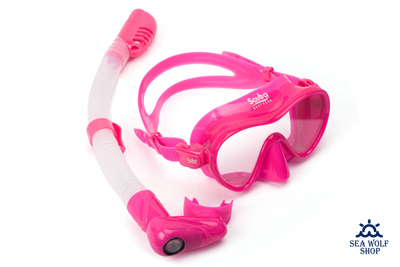 Маска для дайвинга с трубкой Scuba Brothers Flipper Pink, комплект