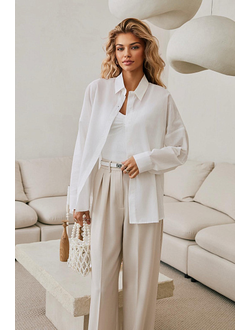 Блуза из хлопка свободного кроя (белый)