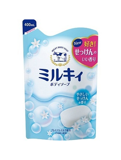 Молочное мыло для тела с ароматом белых цветов Cow Brand Milky Body Soap White Flowers (400 мл, м/у)